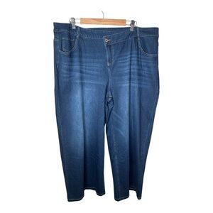 Halara Flex Asymmetric Wide Leg Jeans Size 2X Dark Wash Stretch New